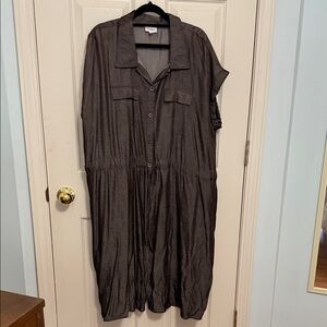 LuLaRoe Charcoal Button-Down Midi Dress